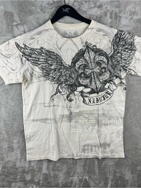 XZavier Y2K Grunge Emo T-Shirt Mens Medium  Affliction Style Graphic Wings
